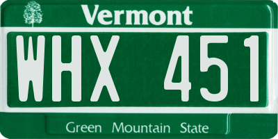 VT license plate WHX451