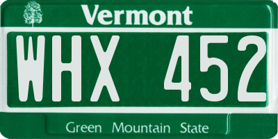 VT license plate WHX452