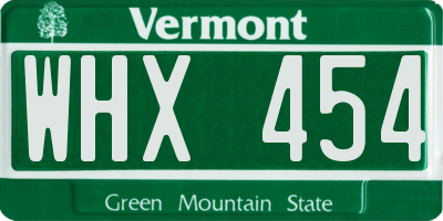 VT license plate WHX454