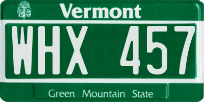 VT license plate WHX457