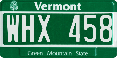 VT license plate WHX458
