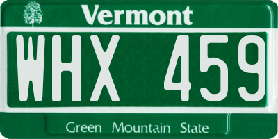 VT license plate WHX459