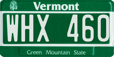 VT license plate WHX460