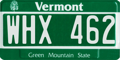 VT license plate WHX462