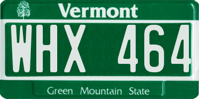 VT license plate WHX464