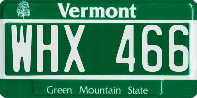 VT license plate WHX466