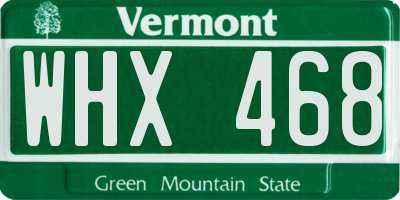 VT license plate WHX468