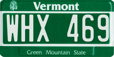 VT license plate WHX469