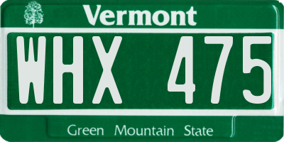VT license plate WHX475