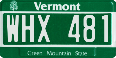VT license plate WHX481