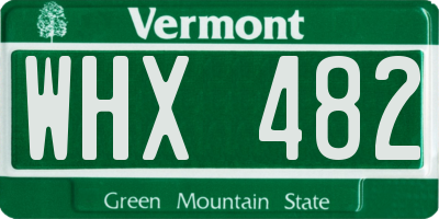 VT license plate WHX482