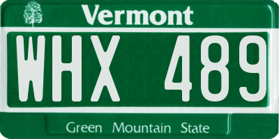 VT license plate WHX489