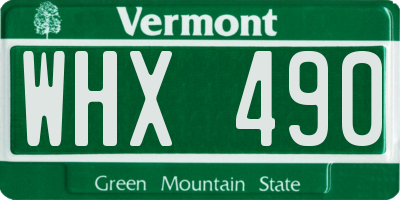 VT license plate WHX490