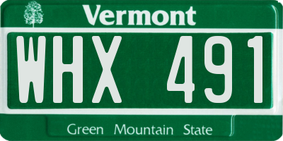 VT license plate WHX491