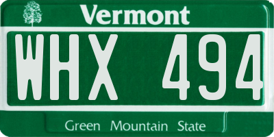 VT license plate WHX494