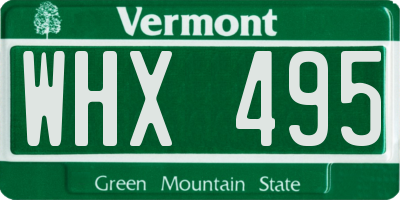 VT license plate WHX495