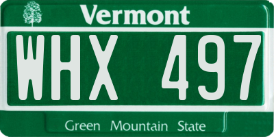 VT license plate WHX497