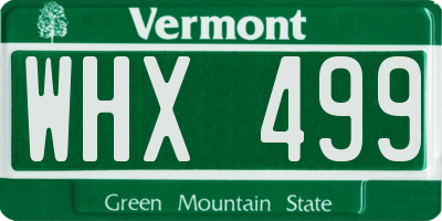 VT license plate WHX499