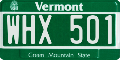 VT license plate WHX501