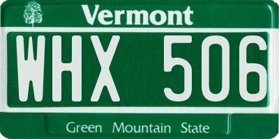 VT license plate WHX506
