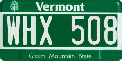 VT license plate WHX508