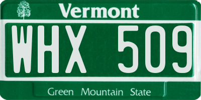 VT license plate WHX509