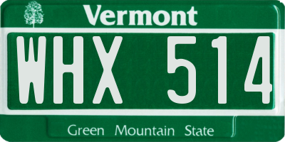 VT license plate WHX514