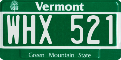 VT license plate WHX521
