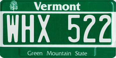 VT license plate WHX522