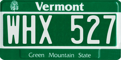 VT license plate WHX527