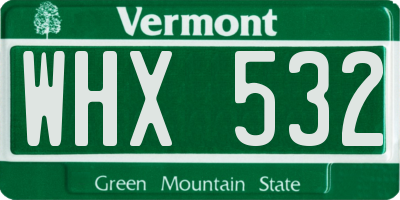 VT license plate WHX532
