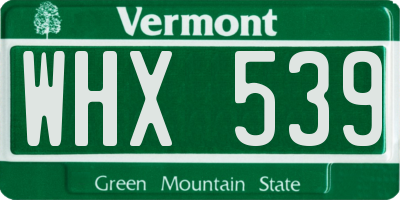 VT license plate WHX539