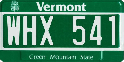 VT license plate WHX541