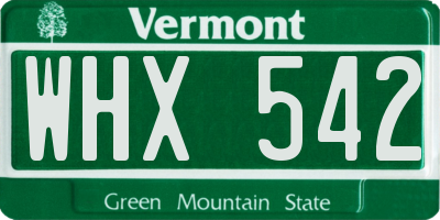 VT license plate WHX542