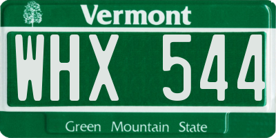 VT license plate WHX544