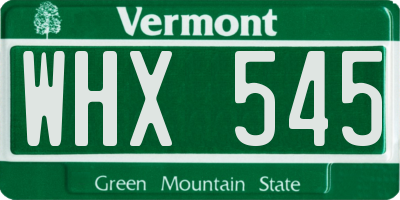 VT license plate WHX545