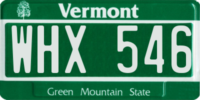 VT license plate WHX546