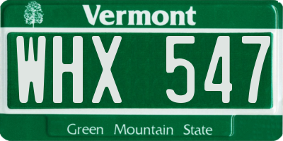 VT license plate WHX547