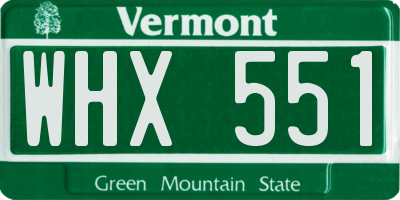 VT license plate WHX551