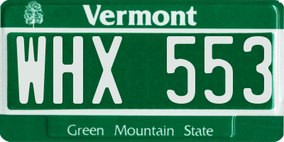 VT license plate WHX553