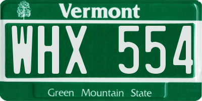 VT license plate WHX554