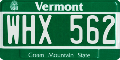 VT license plate WHX562