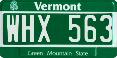 VT license plate WHX563