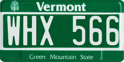 VT license plate WHX566