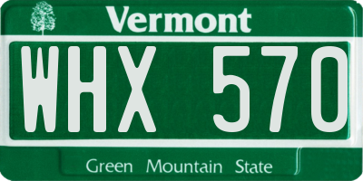 VT license plate WHX570