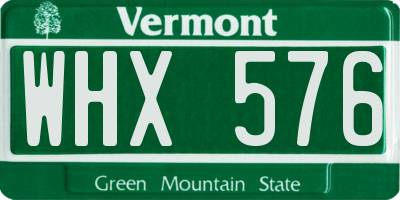 VT license plate WHX576