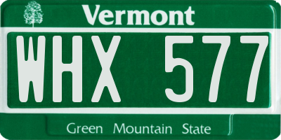 VT license plate WHX577