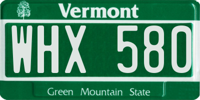 VT license plate WHX580