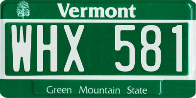 VT license plate WHX581
