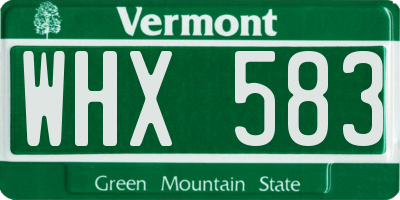 VT license plate WHX583